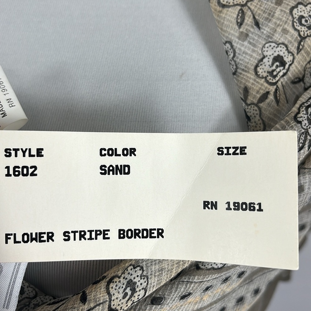 Doncaster Flower Stripe Border 100% Silk Scarf Color Sand Rolled Edges NWT - Picture 4 of 12